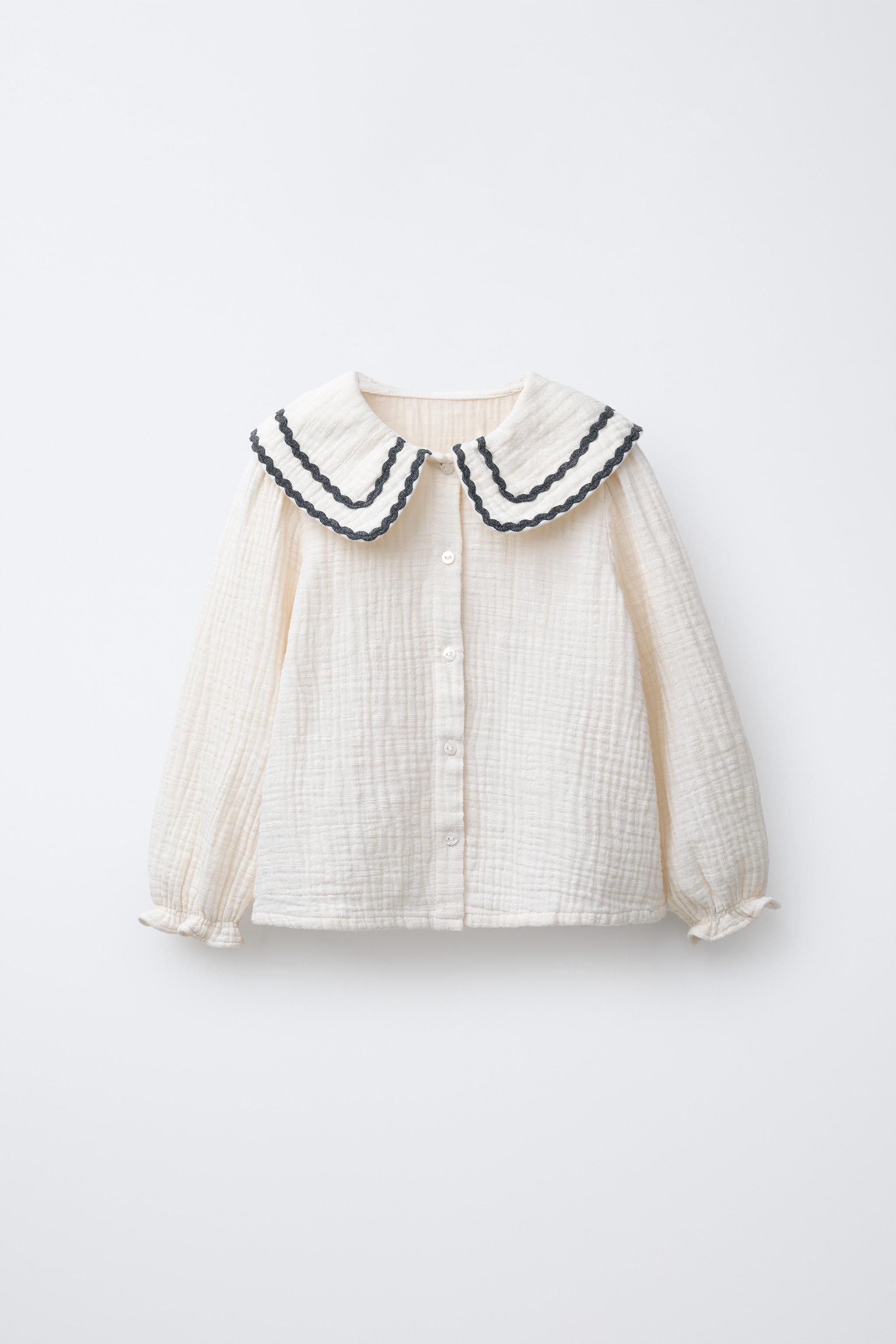 CONTRASTING SCALLOPED TEXTURED SHIRT